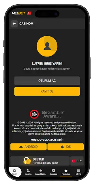 Melbet casino lobisi ekranı