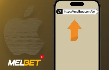iPhone Safari adres çubuğunda Melbet URL'si
